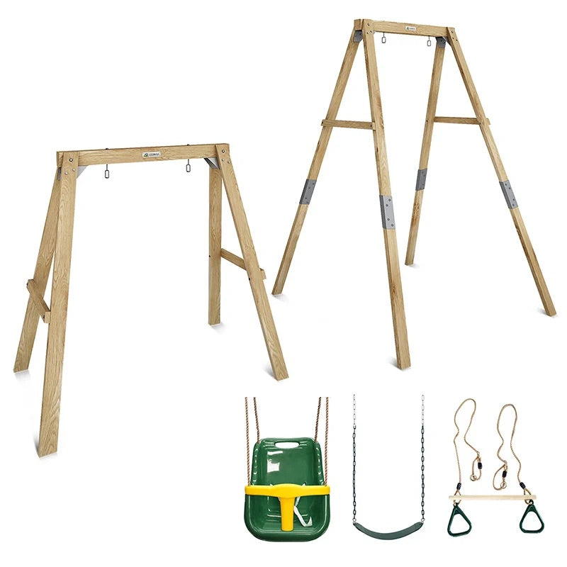 Lifespan Kids Bloom Growable Single Swing Set with Baby Seat (Green), Belt Swing & Trapeze