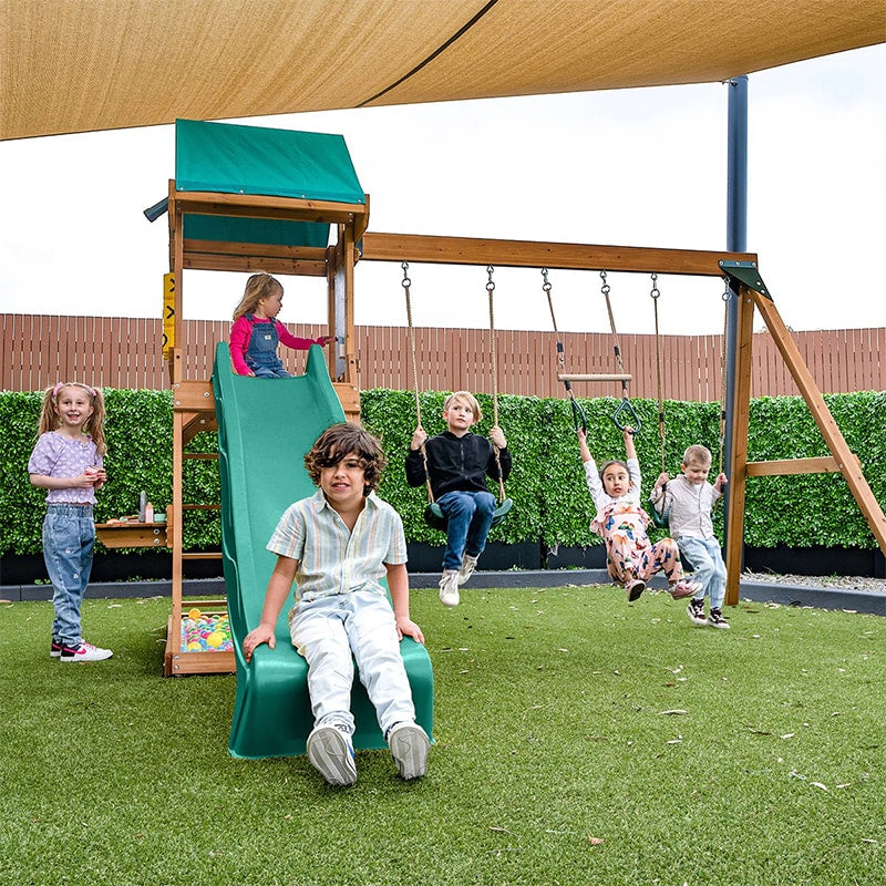 Lifespan Kids Birmingham Play Centre with Triple Swing Set & Slide (Green Slide)