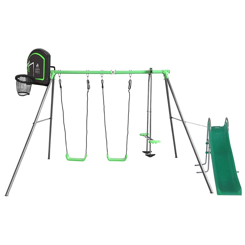 Lifespan Kids Metal Hurley 2 Triple Swing Set with Slide & Hoop