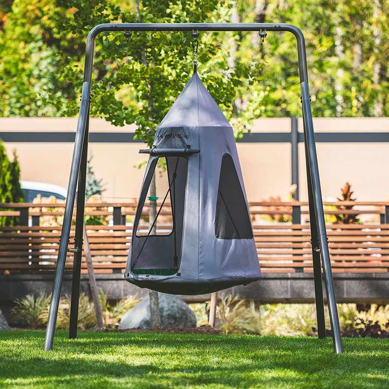 gobaplay Single Swing Set with Hanging Round Tent Swing