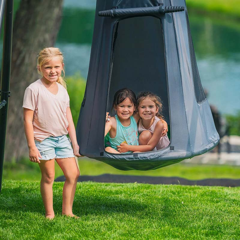 gobaplay Single Swing Set with Hanging Round Tent Swing