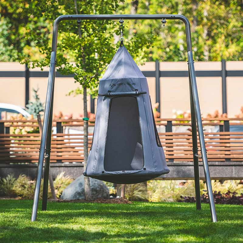 gobaplay Single Swing Set with Hanging Round Tent Swing