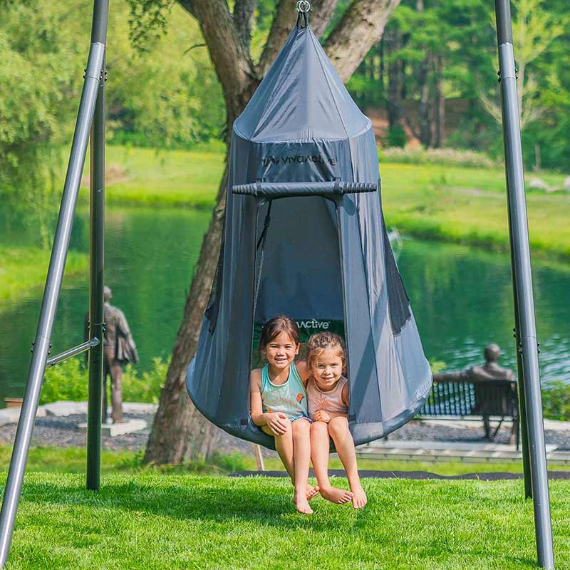 gobaplay Single Swing Set with Hanging Round Tent Swing