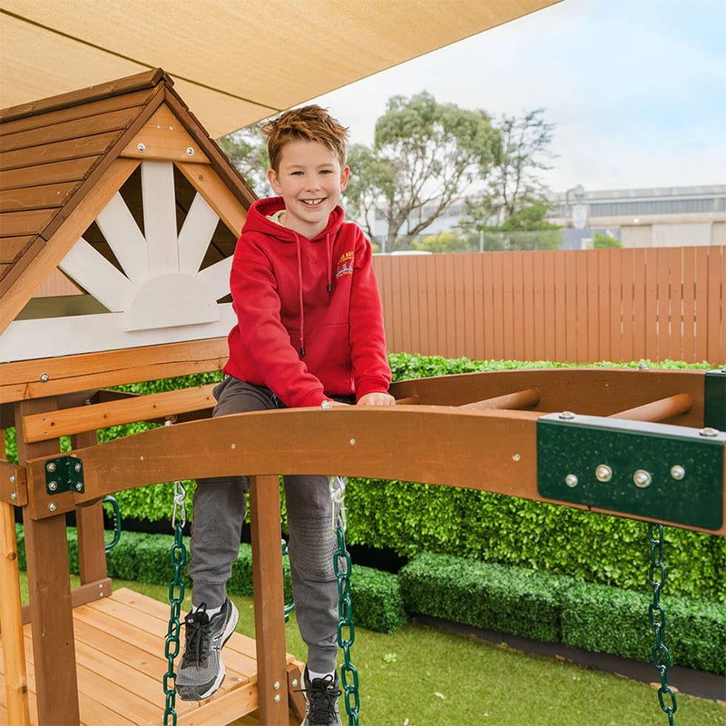 Lifespan Kids Armadale Play Centre with Swings, Cubby House & Slide (Green Slide)