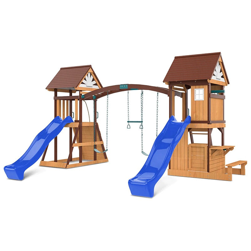 Lifespan Kids Armadale Play Centre with Triple Swing Set, Double Cubby Houses and Double Slide