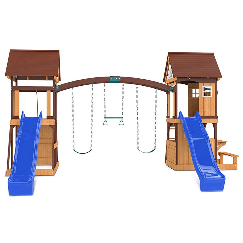 Lifespan Kids Armadale Play Centre with Triple Swing Set, Double Cubby Houses and Double Slide