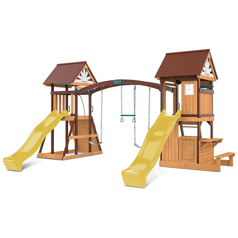 Lifespan Kids Armadale Play Centre with Triple Swing Set, Double Cubby Houses and Double Slide