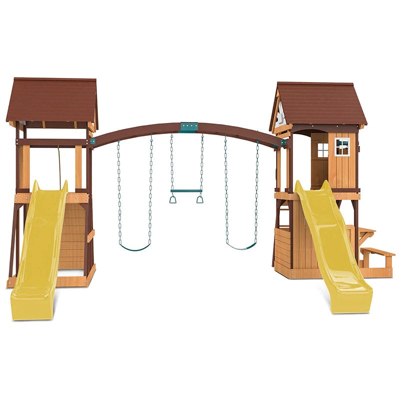 Lifespan Kids Armadale Play Centre with Triple Swing Set, Double Cubby Houses and Double Slide