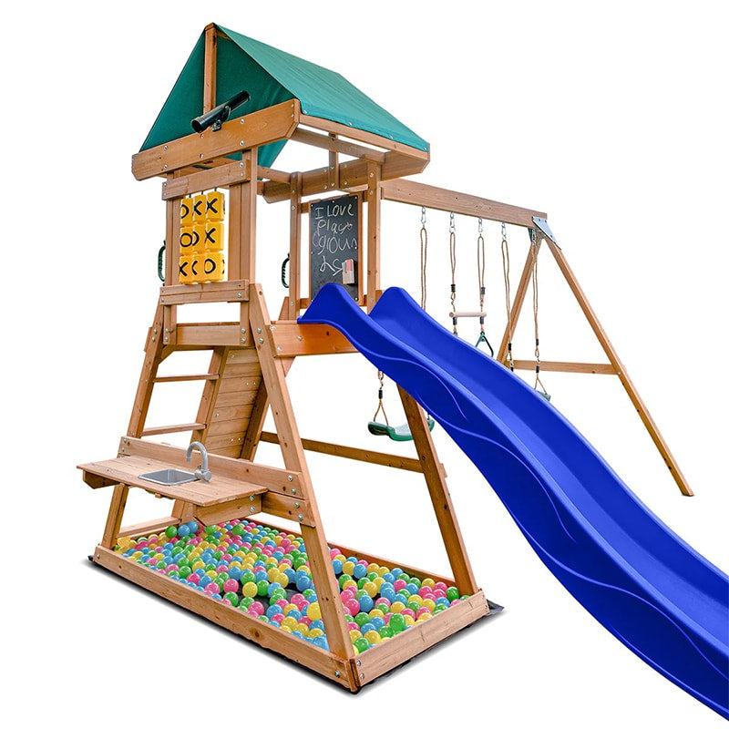 Lifespan Kids Birmingham Play Centre with Triple Swing Set & Slide (Blue Slide)