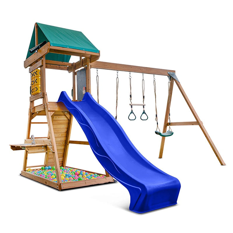 Lifespan Kids Birmingham Play Centre with Triple Swing Set & Slide (Blue Slide)
