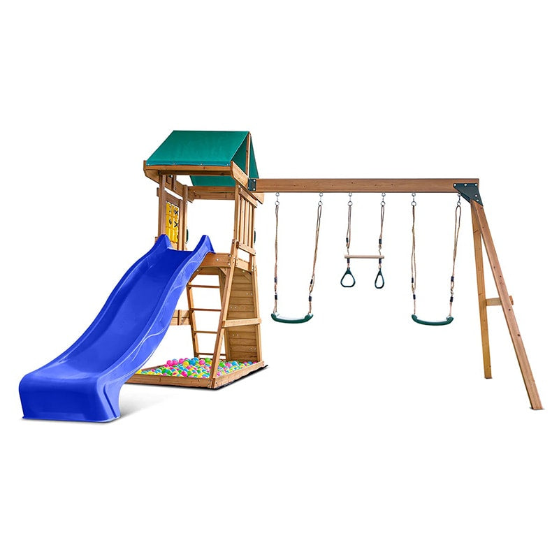 Lifespan Kids Birmingham Play Centre with Triple Swing Set & Slide (Blue Slide)