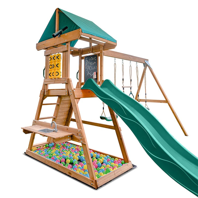 Lifespan Kids Birmingham Play Centre with Triple Swing Set & Slide (Green Slide)