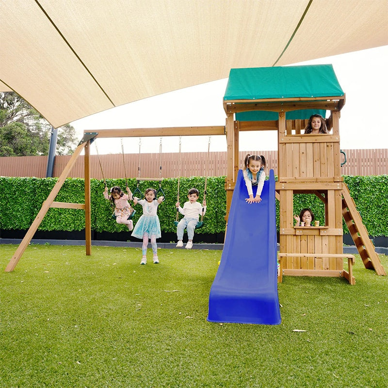 Lifespan Kids Carindale Play Centre with Playhouse, Slide and Triple Swing Set