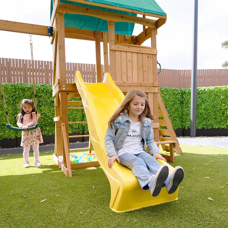 Lifespan Kids Carindale Play Centre with Playhouse, Slide and Triple Swing Set