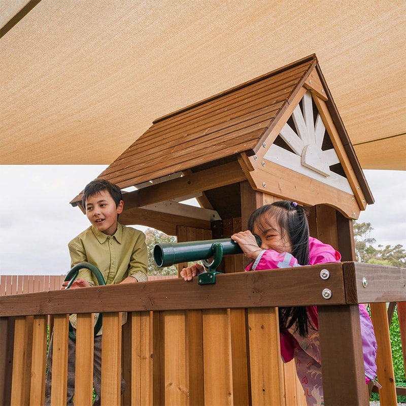 Lifespan Kids Coventry Play Centre with Triple Swing, Slide and Raised Playhouse (Blue Slide)