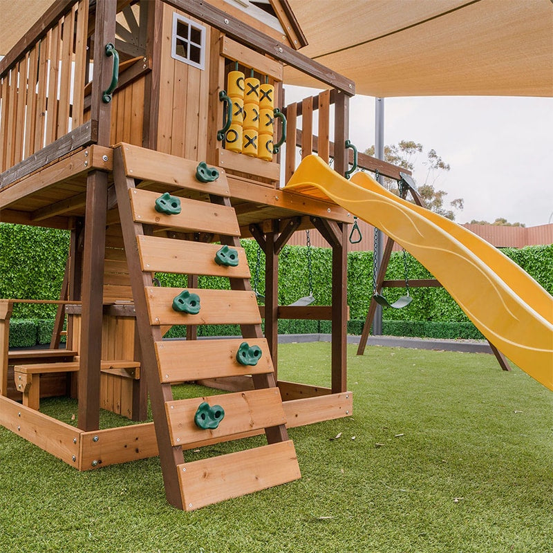 Lifespan Kids Coventry Play Centre with Triple Swing, Slide and Raised Playhouse (Yellow Slide)