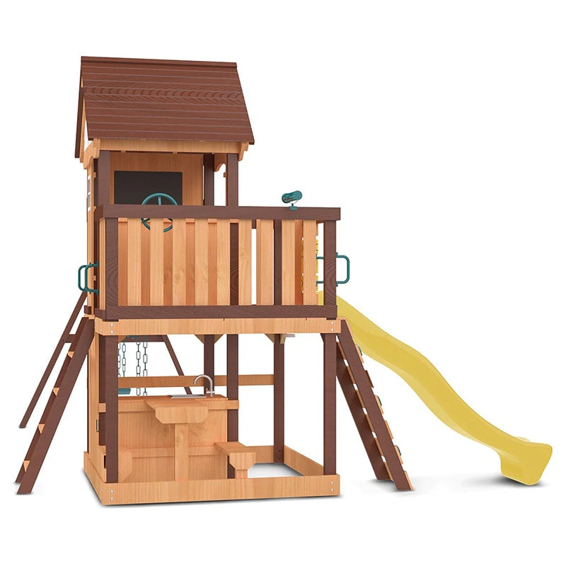 Lifespan Kids Coventry Play Centre with Triple Swing, Slide and Raised Playhouse (Yellow Slide)