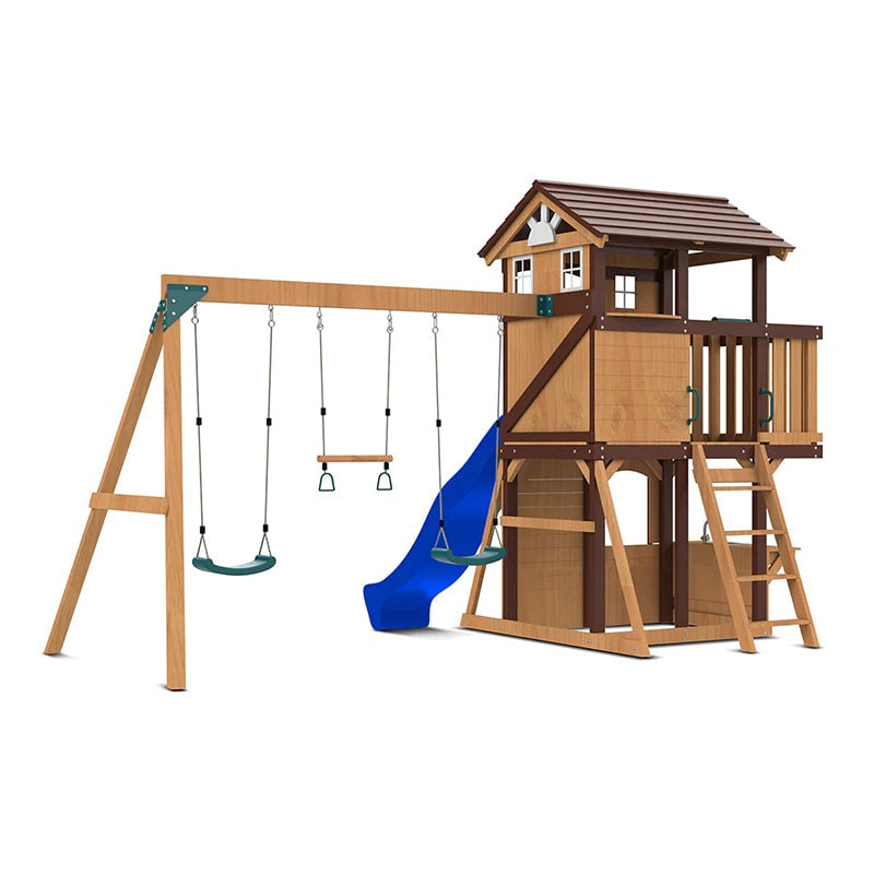 Lifespan Kids Darlington Play Centre with Triple Swing, Slide and Lookout Tower (Blue Slide)