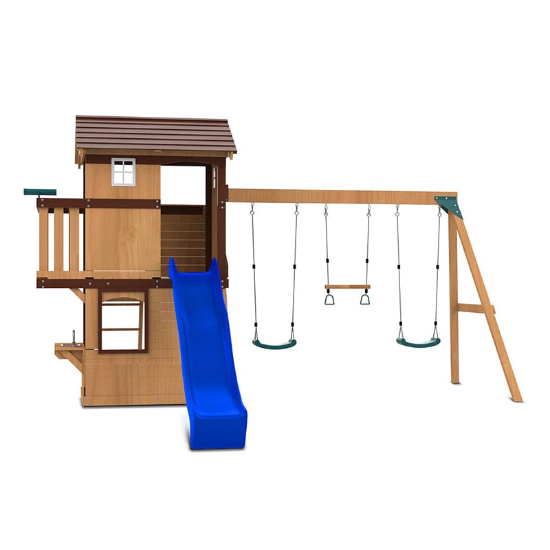 Lifespan Kids Darlington Play Centre with Triple Swing, Slide and Lookout Tower (Blue Slide)