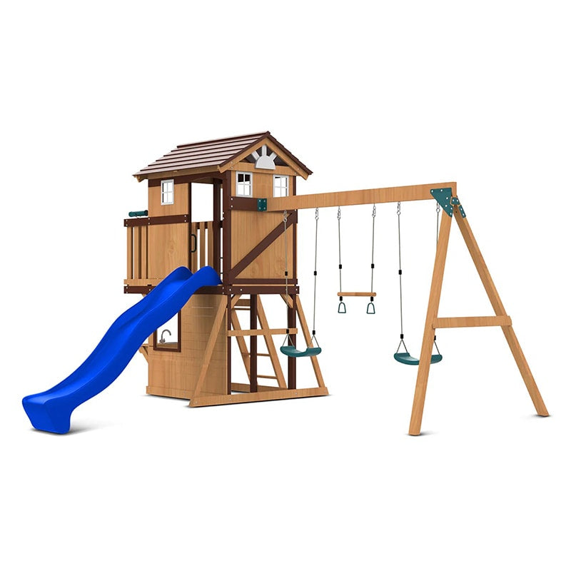 Lifespan Kids Darlington Play Centre with Triple Swing, Slide and Lookout Tower (Blue Slide)