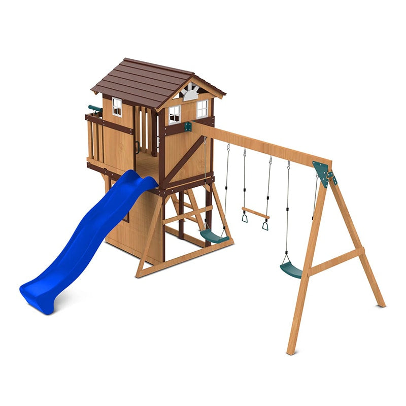 Lifespan Kids Darlington Play Centre with Triple Swing, Slide and Lookout Tower (Blue Slide)