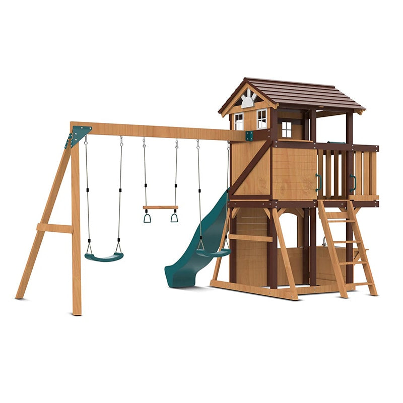 Lifespan Kids Darlington Play Centre with Triple Swing, Slide and Lookout Tower (Green Slide)