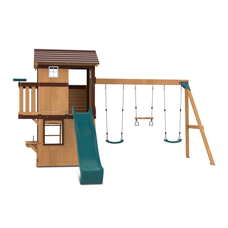 Lifespan Kids Darlington Play Centre with Triple Swing, Slide and Lookout Tower (Green Slide)