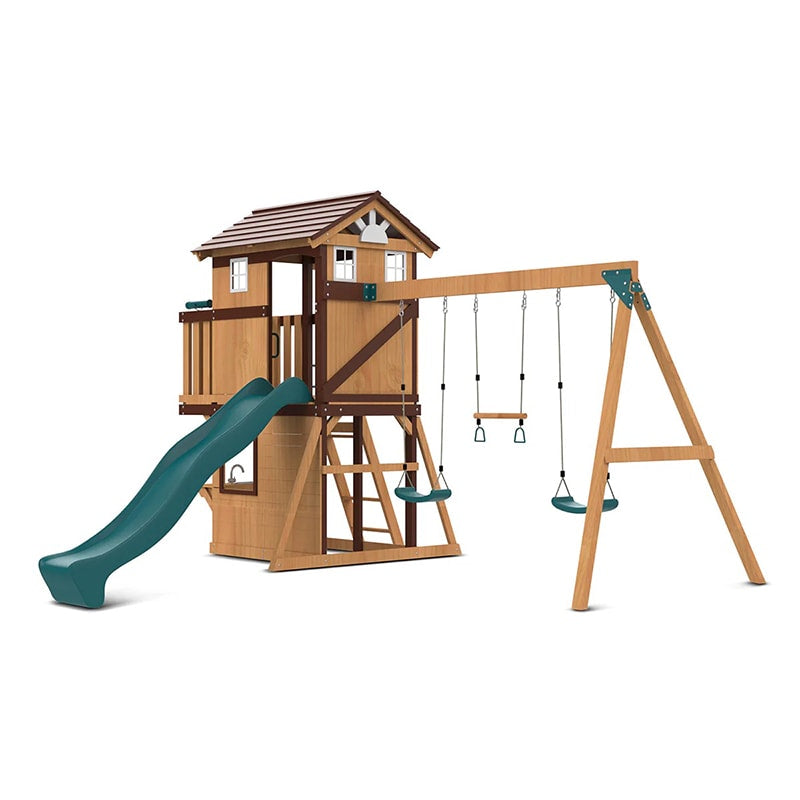 Lifespan Kids Darlington Play Centre with Triple Swing, Slide and Lookout Tower (Green Slide)