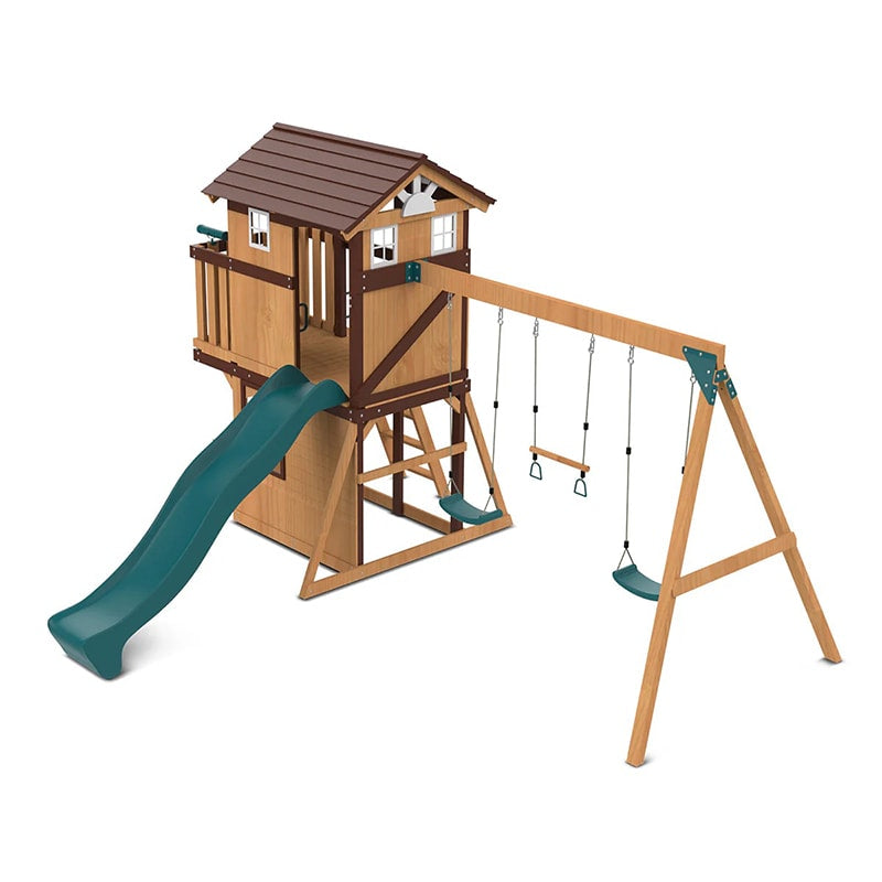 Lifespan Kids Darlington Play Centre with Triple Swing, Slide and Lookout Tower (Green Slide)