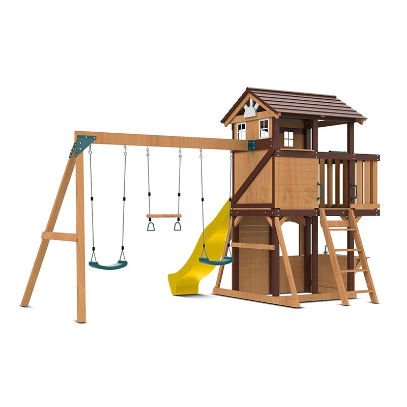 Lifespan Kids Darlington Play Centre with Triple Swing, Slide and Lookout Tower (Yellow Slide)