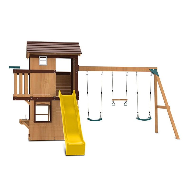 Lifespan Kids Darlington Play Centre with Triple Swing, Slide and Lookout Tower (Yellow Slide)