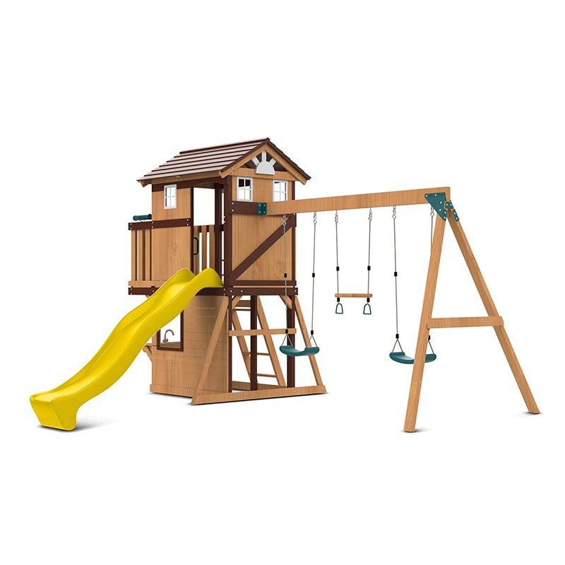 Lifespan Kids Darlington Play Centre with Triple Swing, Slide and Lookout Tower (Yellow Slide)