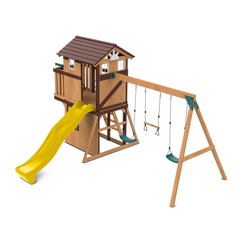 Lifespan Kids Darlington Play Centre with Triple Swing, Slide and Lookout Tower (Yellow Slide)