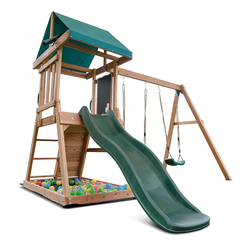 Lifespan Kids Greenvale Play Centre with Double Swing and Slide (Green Slide)