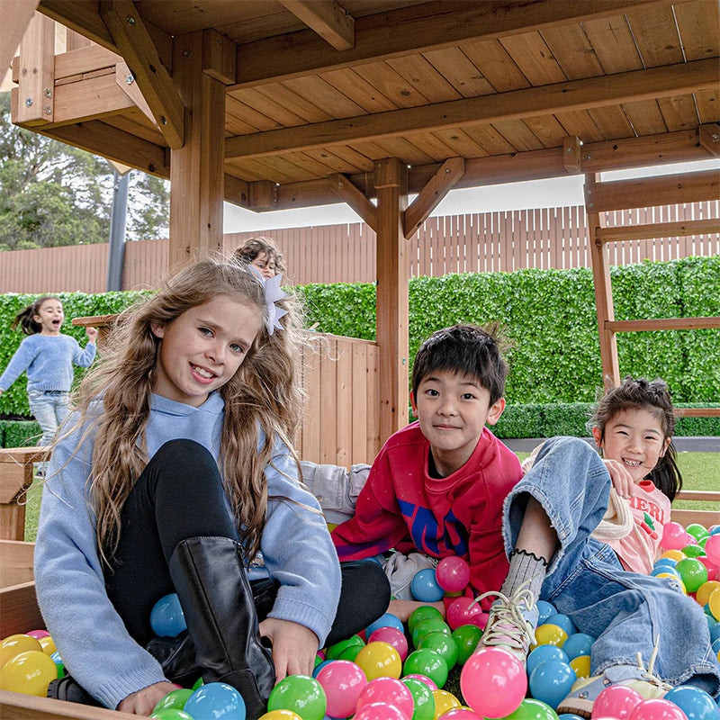 Lifespan Kids Kensington Wooden Play Centre with Cubby House, Double Swing, Slide and Monkey Bars