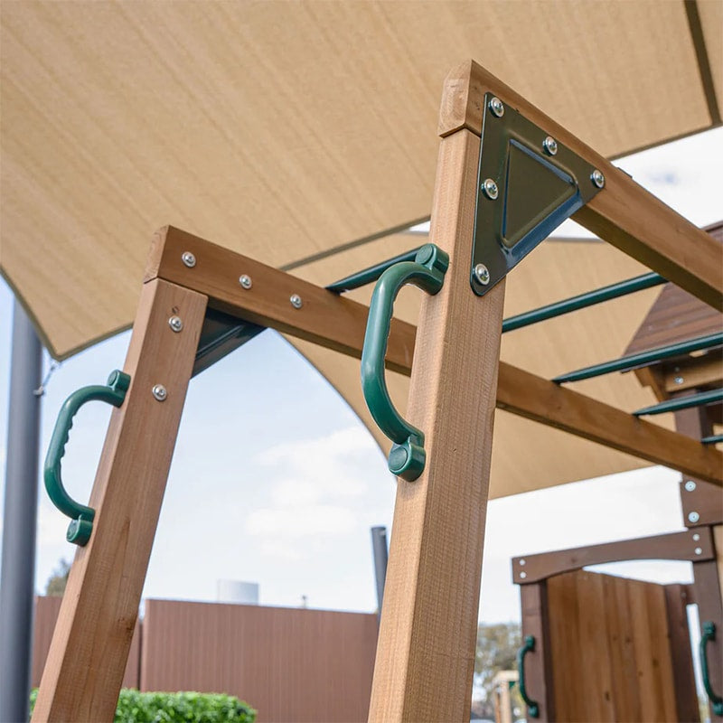 Lifespan Kids Meer Brook Play Centre with Cubby House, Triple Swing Set, Monkey Bars and Slide