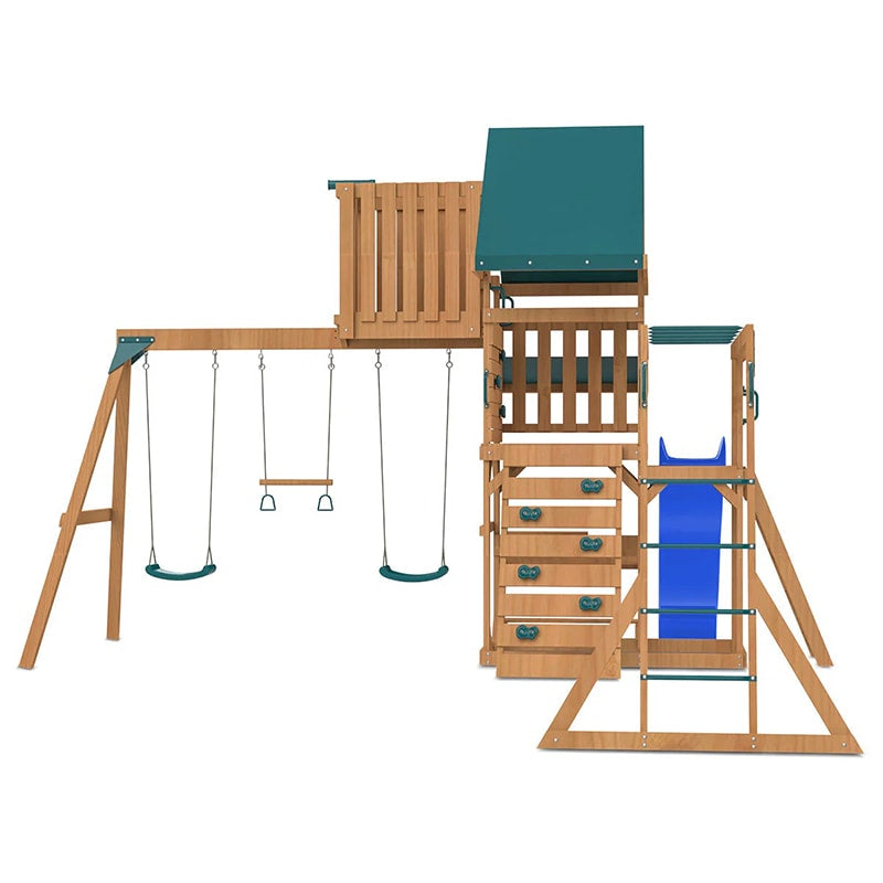 Lifespan Kids Walton Play Centre with Triple Swing Set, Slide and Monkey Bars (Blue Slide)