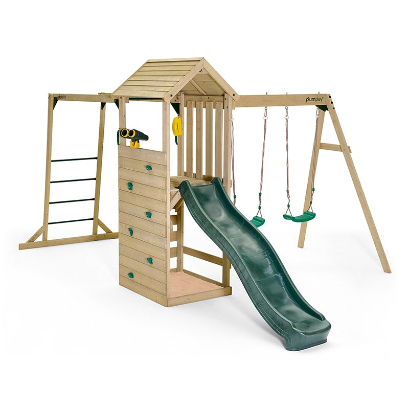 Plum Lookout Tower Play Centre with Monkey Bars, Double Swing Set & Slide