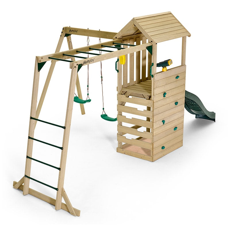 Plum Lookout Tower Play Centre with Monkey Bars, Double Swing Set & Slide